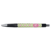 Stylo Monogramme rose et diamants verts Motif Ikat (Devant)