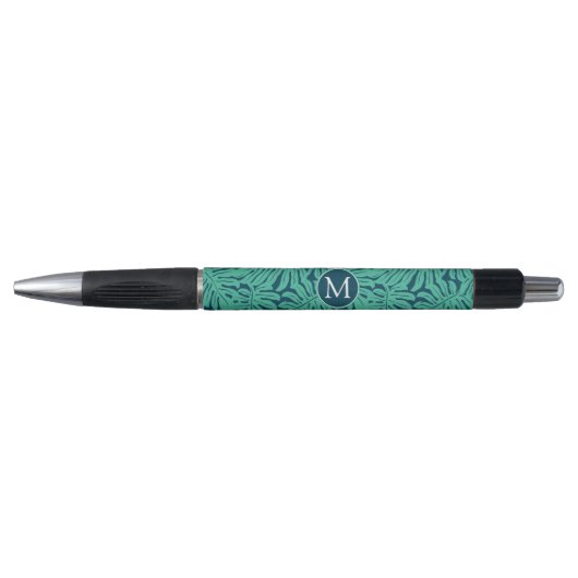 Stylo Monogramme tropical du motif | de feuille de (Devant)