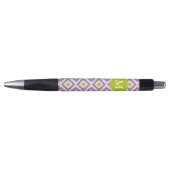 Stylo Monogramme violet et vert Motif Ikat (Devant)
