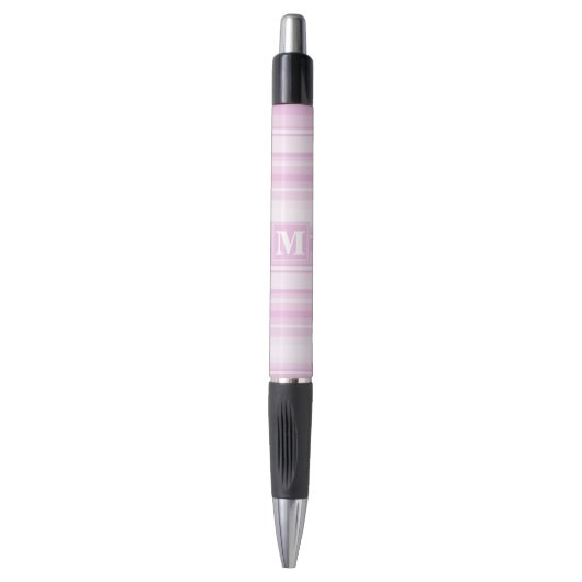 Stylo Monogrammes à rayures roses pour bébé (Devant (Vertical))