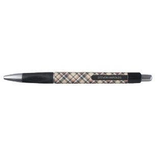 Stylo Motif à carreaux classique personnalisé beige roug