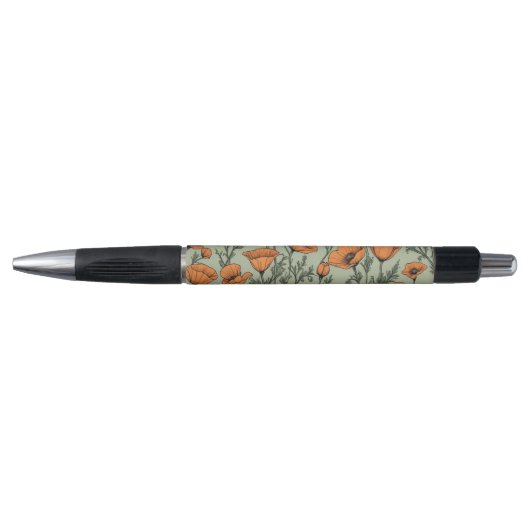 Stylo Motif à fleurs orange de Californie (Devant)