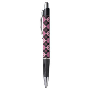 Stylo Motif à motifs de losanges dans le noir et le ros
