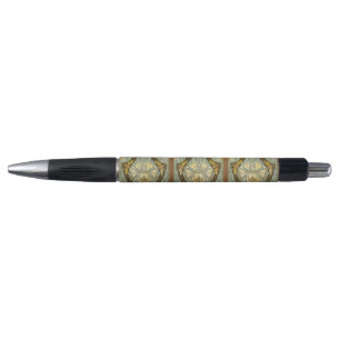 Stylo Motif Art Nouveau de lys et d'insectes de couleur 