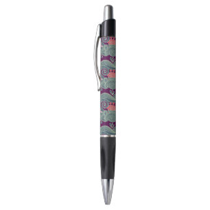 Stylo Motif avec les poissons et la vague pourpre