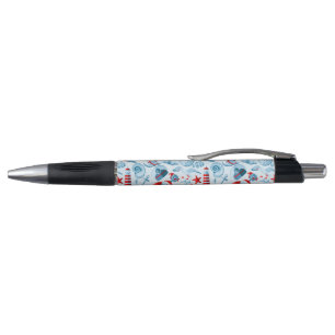 Stylo Motif blanc et bleu rouge nautique