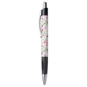 Stylo Motif blanc floral