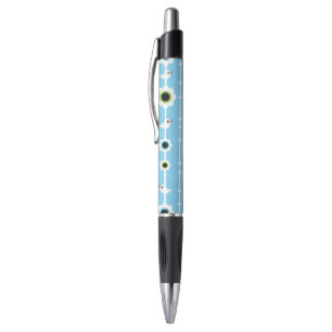 Stylo motif bleu d'oiseau et de fleurs
