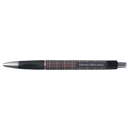 Stylo Motif carreau classique bleu foncé rouge vert (Devant)