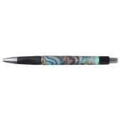 Stylo Motif d'art en marbre doré bleu Turquoise foncé (Devant)