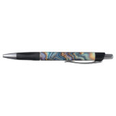 Stylo Motif d'art en marbre doré bleu Turquoise foncé (Bas)