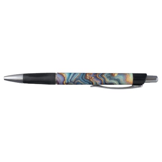 Stylo Motif d'art en marbre doré bleu Turquoise foncé (Bas)