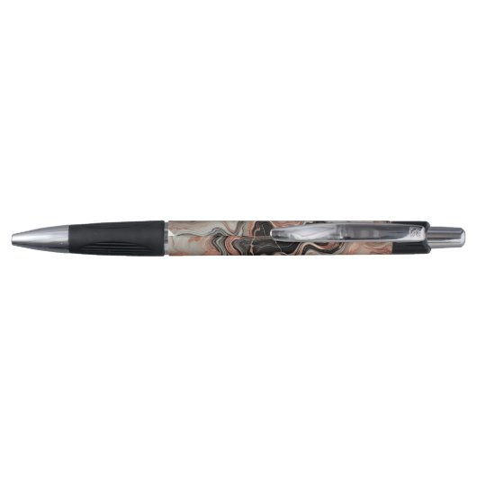 Stylo Motif d'art en marbre noir gris rose rose (Dos)