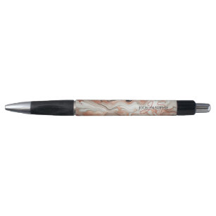Stylo Motif d'art en marbre or rose gris noir