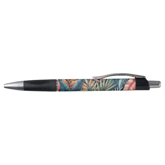 Stylo Motif d'art Feuille turquoise bleu vert rose orang (Haut)