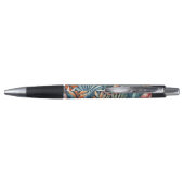 Stylo Motif d'art Feuille turquoise bleu vert rose orang (Dos)