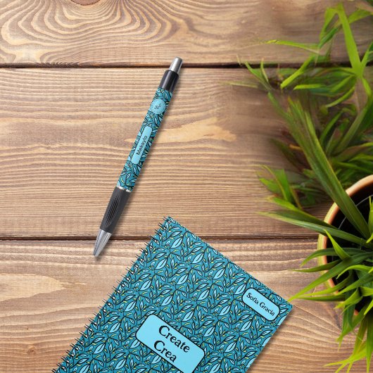Stylo Motif de congé bleu avec nom et logo cadeau