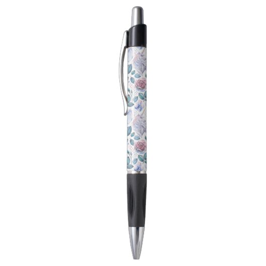 Stylo Motif de cristaux et de roses de licorne (Haut (Vertical))