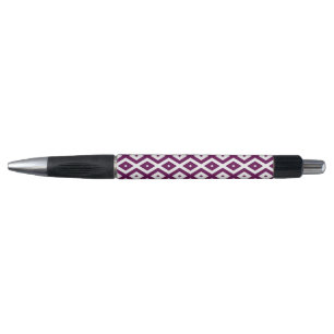 Stylo Motif de diamant blanc et violet de prune