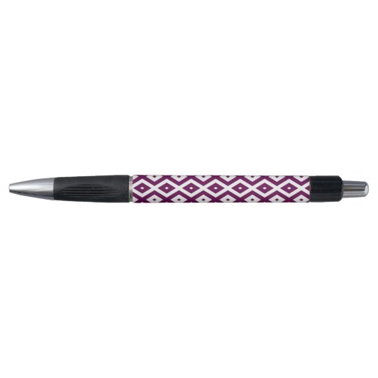Stylo Motif de diamant blanc et violet de prune (Devant)