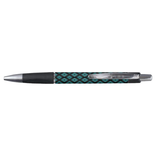 Stylo motif de diamants turquoise et noir (Dos)