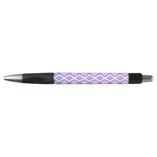 Stylo Motif de diamants violet et blanc (Devant)