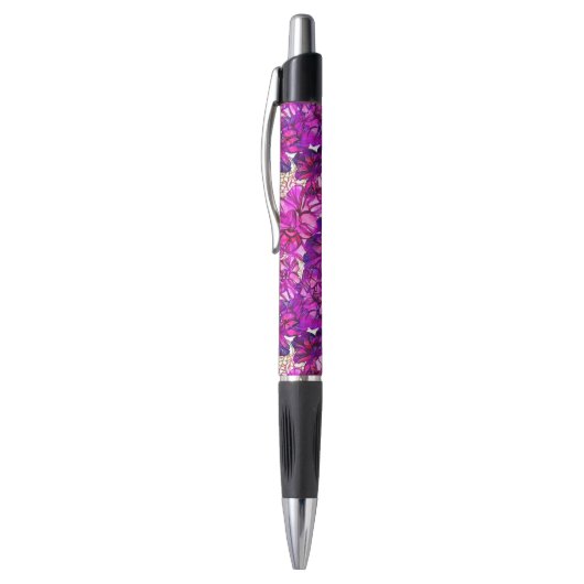 Stylo Motif de fleurs abstrait de rose et de pourpre (Haut (Vertical))