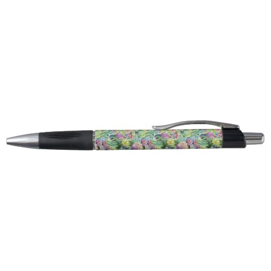 Stylo Motif de floraison exotique de cactus d'aquarelle (Haut)