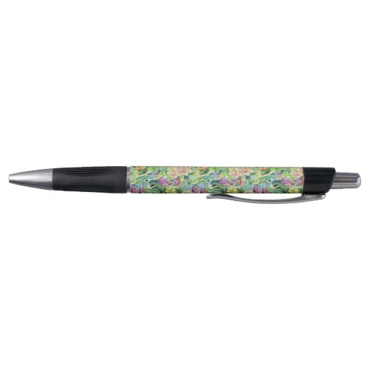 Stylo Motif de floraison exotique de cactus d'aquarelle (Bas)