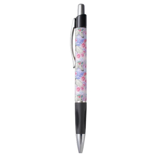 Stylo Motif de licornes et de roses (Haut (Vertical))