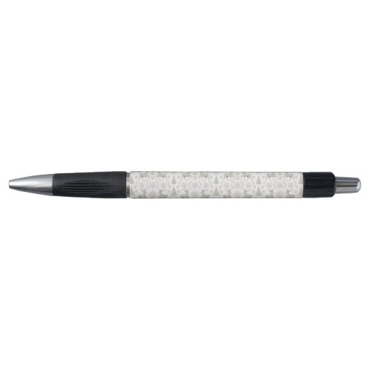 Stylo Motif de Noël rustique moderne argent/blanc (Devant)