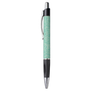 Stylo Motif de pivoine de turquoise