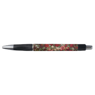 Stylo Motif de ruban floral rose victorien Bourgogne fon