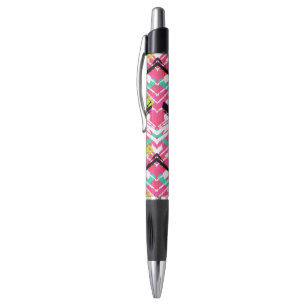 Stylo Motif de zigzag rose tiré par la main