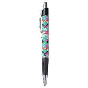 Stylo Motif de zigzag turquoise tiré par la main