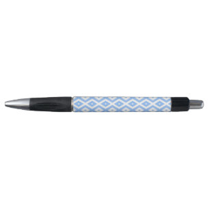 Stylo Motif diamant bleu et blanc