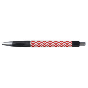 Stylo Motif diamant rouge et blanc