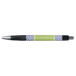 Stylo Motif Diamants bleus et verts
