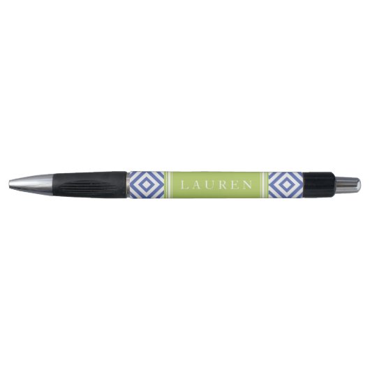 Stylo Motif Diamants bleus et verts (Devant)
