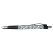 Stylo Motif en cachemire bleu foncé indien sur blanc (Haut)