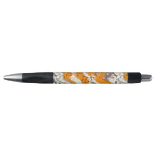 Stylo Motif en diagonale du chat noir blanc gingembre