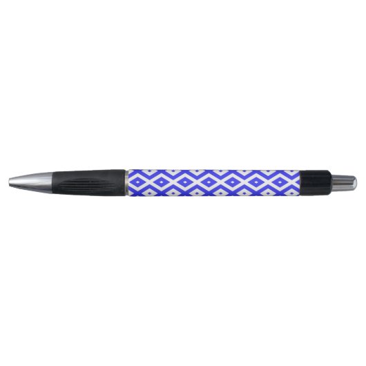 Stylo Motif en diamant bleu et blanc (Devant)