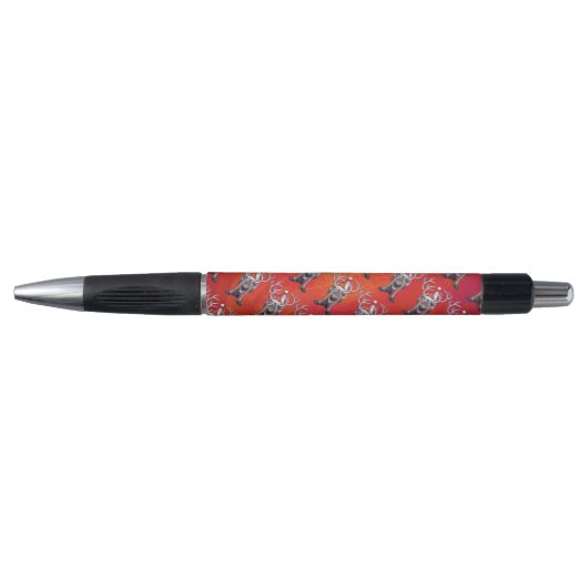 Stylo Motif Festif Reindeer Sur Rouge (Devant)