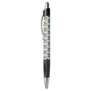 Stylo Motif floral de rétro turquoise