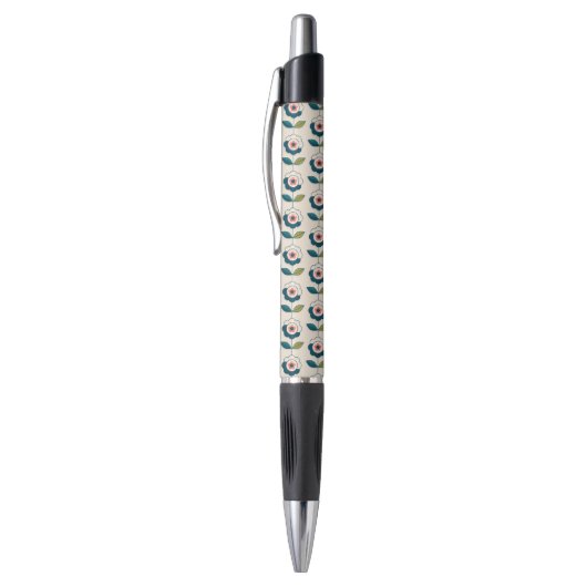 Stylo Motif floral de rétro turquoise (Haut (Vertical))