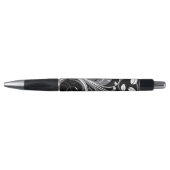 Stylo Motif floral gris sur le noir (Devant)