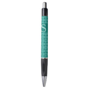 Stylo Motif géométrique populaire Monogramme Turquoise