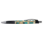 Stylo Motif Géométrique Vert Et Or turquoise Avec Fleurs (Haut)