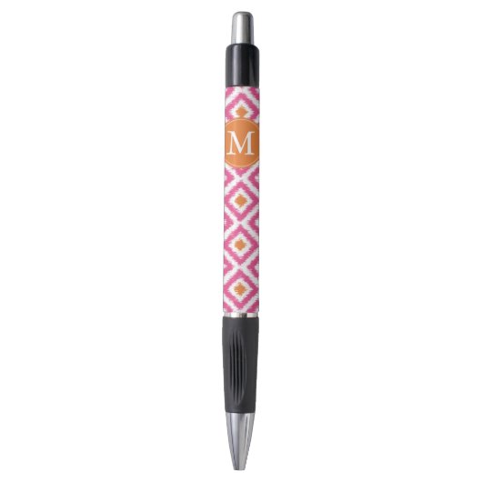Stylo Motif Ikat Diamond Tangerine Rose Monogramme (Devant (Vertical))