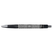 Stylo Motif Mandala noir et blanc avec nom (Devant)